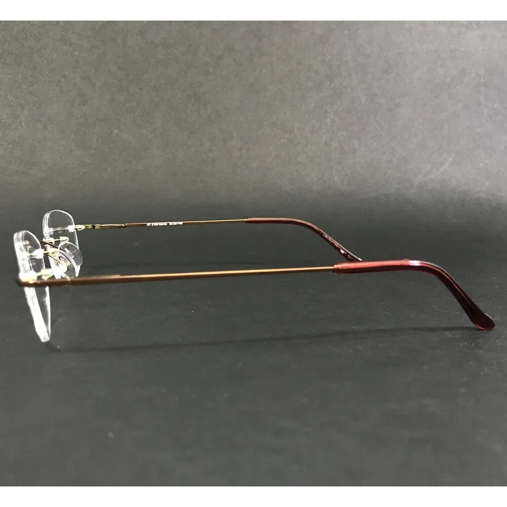 Beta Titanium Eyeglasses Frames BT2150 C3 Bronze Brown Rimless Oval 52-20-140
